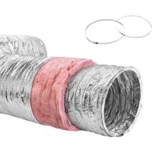 Mophorn Tuyau d'aération de sécheuse 127 mm, conduit flexible isolé 7,62 m avec 2 colliers, protection à trois couches R-6.0 pour ventilation et