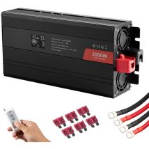 Mophorn - Wechselrichter mit reiner Sinuswelle, 2000 w, dc 12 v auf ac 230 v, 2 AC-Steckdosen, 2 USB-Anschlüsse, Typ c, LCD-Display, Fernbedienung