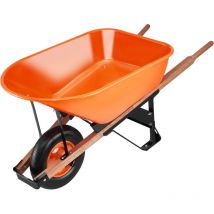 Mophorn - Wheelbarrow Cart, 6 Cu. Load & 330 lbs Capacity, One Wheel Garden Dump Cart with Metal Handle & 16 » Wide Track Wheels, Easy Loading