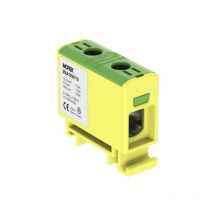 Bloc de jonction alu cuivre vert/jaune (terre) 1,5 à 50mm² 1000V ac/dc - Rail din Morek