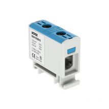 Bloc de jonction alu cuivre bleu (neutre) 1,5 à 50mm² 1000V ac/dc - Rail din Morek