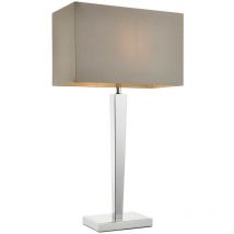 Endon - Moreto - 1 Light Table Lamp Chrome with Grey Silk Effect Shade, B22