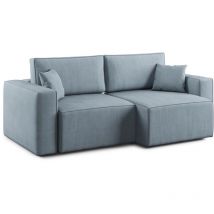 Divani.store - Morfeo Sofá con asiento extraíble en tela impermeable 245 cm Azul Claro