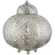 Searchlight Fretwork - 1 Light Moroccan Table Lamp Shiny Nickel, E14