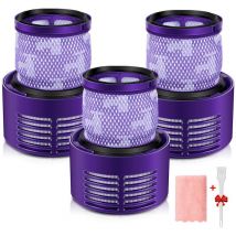 Morpilot Filtro per Dyson V10 Serie, Filtro di Ricambio Lavabile per Dyson V10, Dyson SV12 Serie, con Spazzola e Panno per la Pulizia, Confezione da 3