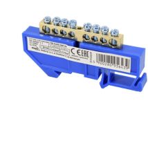 Morsettiera per guida din - 6x9mm - Blu - Installazione semplice - Tensione di isolamento 500V