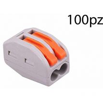 Morsetto connettore a leva 2 poli 100pz per fili cavi elettrici 250V 0.75-2.5mm