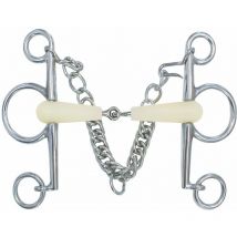 Morsure de pelham articulée avec barboteuse en acier inoxydable et bouche aromatisée à la pomme