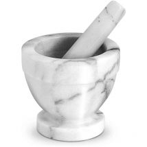 Home 155M Mortaio Marmo con Pestello Cm10 Utensili da Cucina, Bianco
