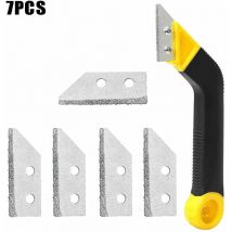 Soleil - Mortar Removal Tools, Tile Scraper, 1 Pack Grout Scraper, Angled Saw with 6 Replacement Blades for Bathroom Cleaning