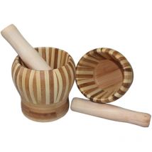 Mortero + mango bambu 11x11 cm , Mortero mas mango bambú 11x11cm. -Marca: . -Ideal para machacar ajo, pimienta, perejil, canela, etc. -Ideal para
