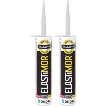 Mortero Sellador Elastimor, Cemento Express, Impermeable, para encintados, sellados, Tubo 310 ml x2 GRIS