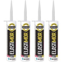 Mortero Sellador Elastimor, Cemento Express, Impermeable, para encintados, sellados, Tubo 310 ml x4 marrón madera