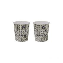 Mosaic Navy Waste Paper Bin, Set of 2