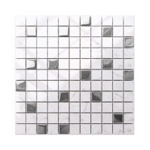 Mosaico in vetro su rete per bagno e cucina 30cm x 30cm - Silver Marble
