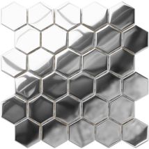 Mosaico in vetro su rete per bagno o cucina 25.5 cm x 24.7 cm - Liquid silver