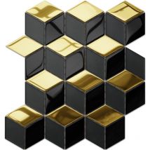Mosaico in vetro su rete per bagno e cucina Black mirror - 26.5cm x 30.5cm