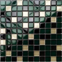 Mosaico in vetro su rete per bagno e cucina 30cm x 30cm - Green relax