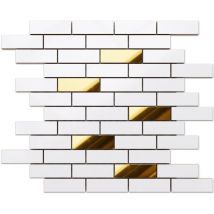 Mosaico su rete in ceramica per bagno o cucina 37.3 cm x 29.8 cm - Gold Mine Mat