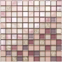 Mosaico in vetro su rete per bagno e cucina 30cm x 30cm - Flamingo