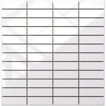 Mosaïque en céramique sur maille pour salle de bain ou cuisine 29.8 cm x 29.8 cm - Regular white brick