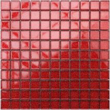 Mosaïque de verre sur maille pour salle de bain ou cuisine 30 cm x 30 cm - Bright red