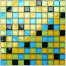 Mosaïque de verre sur maille pour salle de bain ou cuisine 30 cm x 30 cm - Lemon Tree