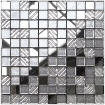 Mosaïque de verre sur maille pour salle de bain ou cuisine 30 cm x 30 cm - Moonlight mirror