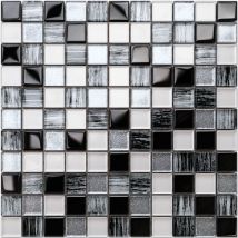 Mosaïque de verre sur maille pour salle de bain ou cuisine 30 cm x 30 cm - Pearl Jam