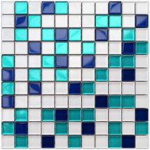 Mosaïque de verre sur maille pour salle de bain ou cuisine 30 x 30 cm - Rio De Janeiro