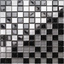 Mosaïque de verre sur maille pour salle de bain ou cuisine 30 x 30 cm - Starry black