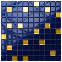 Mosaïque de verre sur maille pour salle de bain ou cuisine 30 cm x 30 cm - Starry sky