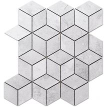 Mosaïque en grès sur maille pour salle de bain ou cuisine 30.5cm x 26.5cm - Marble Romb