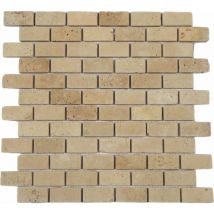 Stone By Stone - Mosaïque Travertin 1er Choix - Mix Beige - 2,3x4,8x1cm - Vieilli - (1 m²)