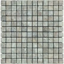 Stone By Stone - Mosaïque Travertin 1er Choix - Silver - 2,3x2,3x1cm - Vieilli - (1 m²)