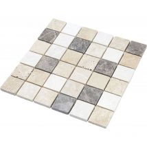 Mosaïque Travertin - Mix Gris - 4.8 x 4.8 cm