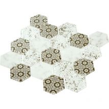 Mosaïque Verre - Mix Brown Déco - Hexagones
