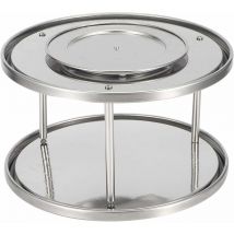 Portaspezie in acciaio inossidabile a doppio strato Giradischi Organizzatore per giradischi Accessorio da cucina Argento