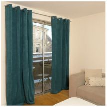 Secodir - moscou - Rideau thermique occultant en velours côtelé 140x260 cm Coloris - Bleu Canard