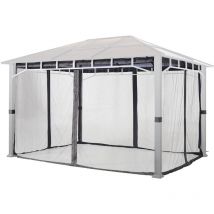 Moskitonetz für Gartenpavillon Sunset Deluxe 3x4 m - Polyester - Insektengitter mit Reißverschluss - grau - Toolport