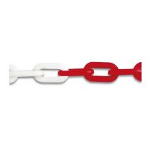 Cadena de señalización de plástico rojo y blanco, diámetro 8 mm, por metro