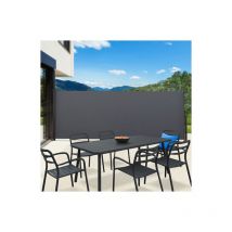 Idmarket - Pantalla plegable retráctil exterior 160 x 400 cm gris antracita persiana lateral