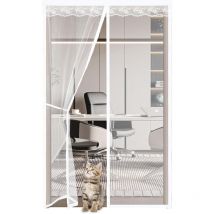 Jn.songs - Mosquitera Puerta Ventana, Encaje Magnética de Encaje Magnético con Cinta Adhesiva, Cierre Automático Blanco - 160x200cm