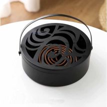 ZVD - Mosquito Coil Holder, Mosquito Coil Box, Portable Metal Mosquito Killer Incense Holder, with Handle and Lid, Round Insect Killer Mosquito