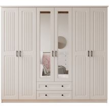Juliet 6 Door 2 Drawer Mirrored White Wardrobe