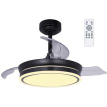 LED-Ventilator mit klappbaren Flügeln, Moss Mini, Schwarz, 46 W, 5520 lm, CCT-Dim