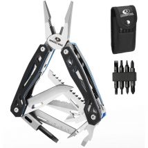Mossy Oak - Pince Multifonction en Acier Inoxydable 22 en 1, Couteau Multifonction avec Sac, Outil Multitool Scie Embouts Tournevis Ouvre-Bouteille