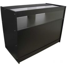 Mostrador B1200 Negro con Vitrina y Estantes - 120x60x90cm - Mueble Uso Profesional - Comercial - Mesa de Recepción - Tienda - Barbería
