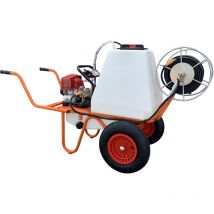 Bricoferr - Moteur à essence 2 temps et capacité de 100 litres, avec 2 roues et un moulinet