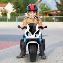 Maisonchic - Moto Electrique pour Enfants à 3 Roues avec Phare Lumineux Musiques 6 v / 4Ah 2,5 Km/h pour Garçons et Filles 18-36 Mois Bleu CW8200